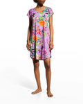 Johnny Was Goza Floral Print Cap Sleeve Dress Pink Flower XL Extra Large New