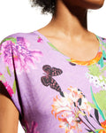 Johnny Was Goza Floral Print Cap Sleeve Dress Pink Flower XL Extra Large New