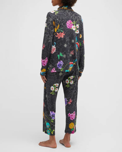 Johnny Was Zippy PJ Set Sleepwear Long Pajama Lounge Wear Black Floral XXL NEW