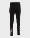 Johnny Was Leggings Valentina Stretch Velvet Legging Floral Embroidery Black Pants New