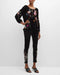 Johnny Was Floral Celestine Velvet Bishop Blouse Black Shirt Long Sleeve Top NEW