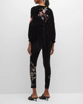 Johnny Was Floral Celestine Velvet Bishop Blouse Black Shirt Long Sleeve Top NEW