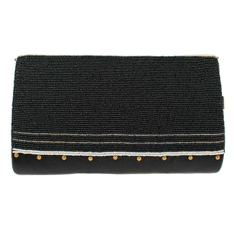 Mary Frances on the Sea Crossbody Handbag Embroidery Black Leather Bag New