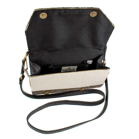 Mary Frances on the Sea Crossbody Handbag Embroidery Black Leather Bag New