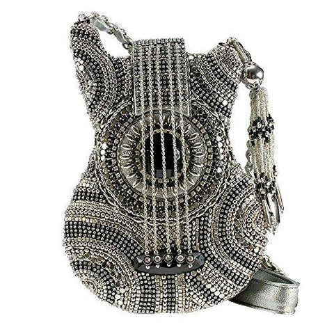 Mary Frances On Tour Crossbody Special Chain Guitar Bag Beaded Black Handbag New