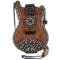 Mary Frances Open Mic Music Bag Brown Guitar Strings Acoustic Beaded Handbag New