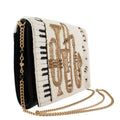 Mary Frances Play for Me Beaded Crossbody Clutch Music Instruments Handbag Ivory