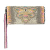 Mary Frances Queen Bee Crown Crossbody Wallet Hand-beaded Gray Handbag NEW