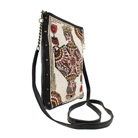 Mary Frances Queen of Wine Crossbody Handbag White Embroidery Black Bag New