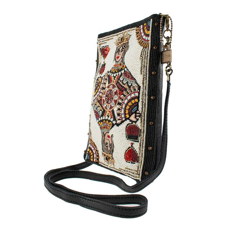 Mary Frances Queen of Wine Crossbody Handbag White Embroidery Black Bag New
