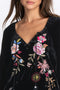 Johnny Was Floral Celestine Velvet Bishop Blouse Black Shirt Long Sleeve Top NEW
