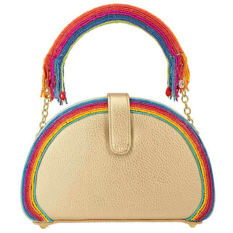 Mary Frances Sunshine Rainbows Top Beaded Crossbody Blue Handbag Evening Bag New