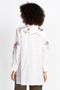 Johnny Was JORDAN VOYAGER TUNIC shirt white Flower Embroidery Top NEW