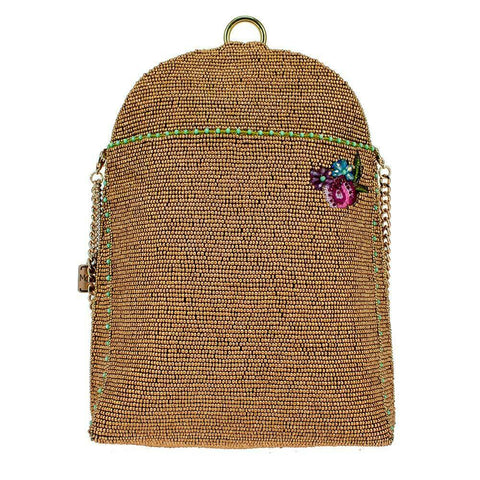 Mary Frances Pretty Parrot Beaded Crossbody Handbag Bird Bag Pink Gold Zip NEW