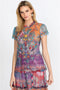 Johnny Was GIANA MESH BLOUSE Shirt Floral Purple Top Embroidery Small NEW