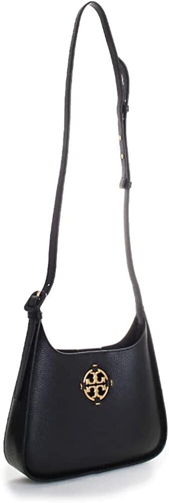Tory Burch Miller Small Hobo Leather Black Shoulder Bag Handbag New