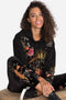 Johnny Was Keone Velvet Leggings Pant Floral Embroidery Legging Black Pants NEW