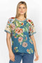 Johnny Was ROMANO RAGLAN Short Sleeve Floral Tee Shirt Top Flower New