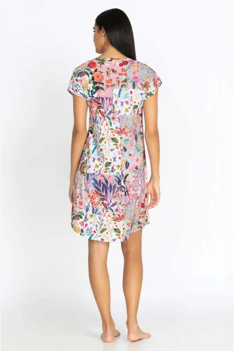 Johnny Was Sleepwear Pocca Cap Sleeve Dress Lounge Black Floral Loungewear New