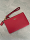 Coach Wristlet Small Wallet Pebbled Leather Zip Handbag Watermelon Pink Bag NEW