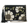 Mary Frances Beaded Sunshine Daisies Leather Crossbody Handbag Black Bag Zip New