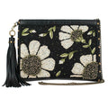 Mary Frances Beaded Sunshine Daisies Leather Crossbody Handbag Black Bag Zip New