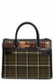 Burberry Wool Tartan Two Handle Title Green Handbag Leather Italy Bag New