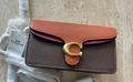 COACH Tabby Crossbody B4 Dark Teak Multi Leather Snap Handbag Bag Pink Beige NEW