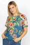 Johnny Was ROMANO RAGLAN Short Sleeve Floral Tee Shirt Top Flower New