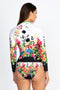 Johnny Was Floral Surf Long Sleeve Shirt Water Ocean Top Black Sea Rash Guard NEW