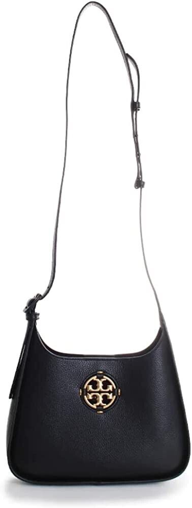 Tory Burch Miller Small Hobo Leather Black Shoulder Bag Handbag New