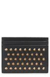 CHRISTIAN LOUBOUTIN Kios Spiked Calfskin Leather Card Case Black Gold Men NEW