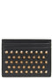 CHRISTIAN LOUBOUTIN Kios Spiked Calfskin Leather Card Case Black Gold Men NEW