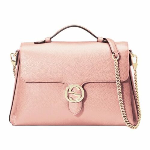 Gucci Interlocking Soft Pink Leather Handbag Bag