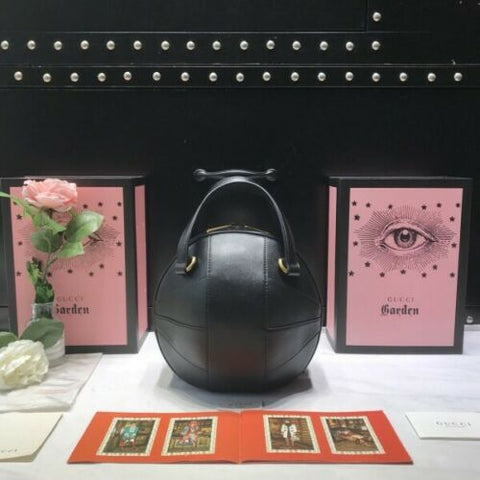 Gucci Puma Lux Energy Black Ball Zip Large Gold Round Basketball Handbag New
