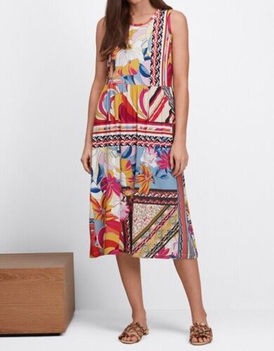 Johnny Was Rachel May Easy Fit Tank Dress Red Flowers Yellow Floral New