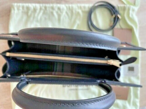 Burberry Wool Tartan Two Handle Title Green Handbag Leather Italy Bag New