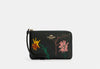 Coach X Jean Michel Basquiat Corner Zip Wristlet Black Leather Flower Bag NEW