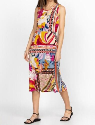 Johnny Was Rachel May Easy Fit Tank Dress Red Flowers Yellow Floral New