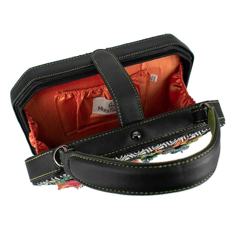 Mary Frances Tropical Zone Floral Black Beaded Handbag Crossbody Bag Purse NEW