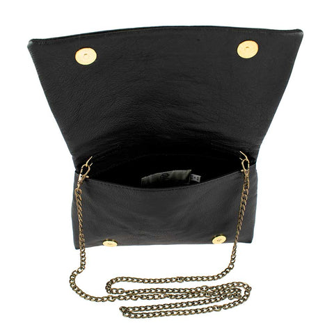 Mary Frances Stay and Party Crossbody Beaded Bag Leather Black Gold Handbag NEW