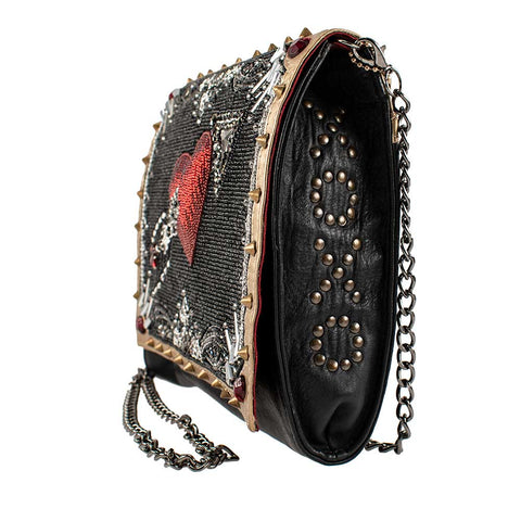 Mary Frances Straight to My Heart Bag Black Red Gold Crossbody Handbag Purse NEW
