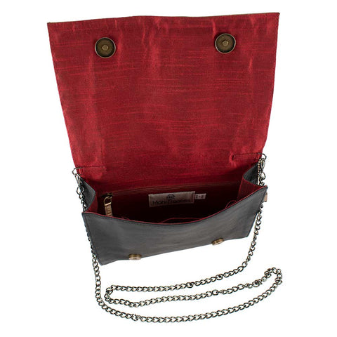 Mary Frances Straight to My Heart Bag Black Red Gold Crossbody Handbag Purse NEW