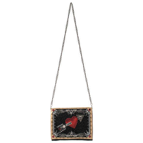 Mary Frances Straight to My Heart Bag Black Red Gold Crossbody Handbag Purse NEW