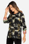 Johnny Was Teeger Knit Puff Sleeve Long Top Tee Shirt Zebra Animal Black NEW