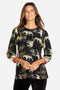 Johnny Was Teeger Knit Puff Sleeve Long Top Tee Shirt Zebra Animal Black NEW