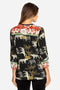 Johnny Was Teeger Knit Puff Sleeve Long Top Tee Shirt Zebra Animal Black NEW