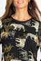Johnny Was Teeger Knit Puff Sleeve Long Top Tee Shirt Zebra Animal Black NEW