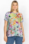 Johnny Was Cozumel Favorite Swing Tee Shirt Floral Butterfly Top Violet Green NEW