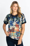 Johnny Was Women Shirt Plaid Navy Blue Ona Raglan Floral Tee Top Bamboo Red New